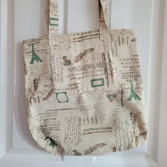 Printed Patterned Tote Bag Paris Themed - Picture 2 of 3